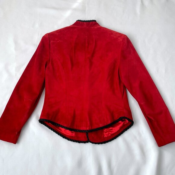 Danier Canada Women Vintage 80s Red Genuine Suede Leather Jacket, Size XS - Picture 2 of 12